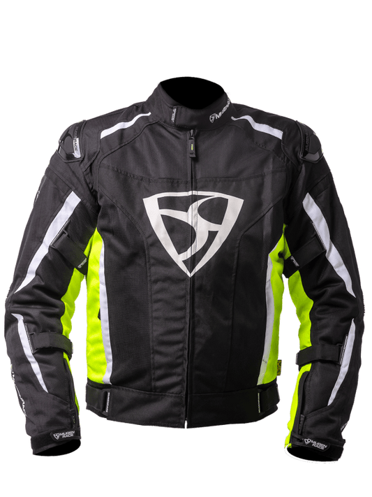 MUGENRACE DIAVOLO-1 Moto Tessile Giacca Nero Giallo Fluo Bianco 
