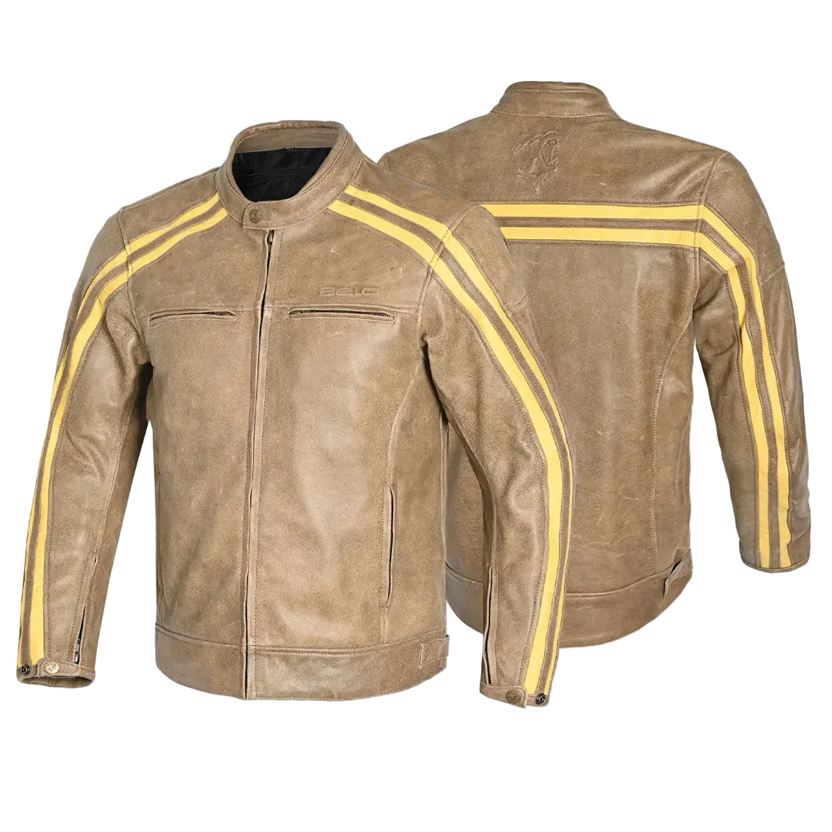 Bela Night Hawk Giacca da moto in pelle marrone beige 