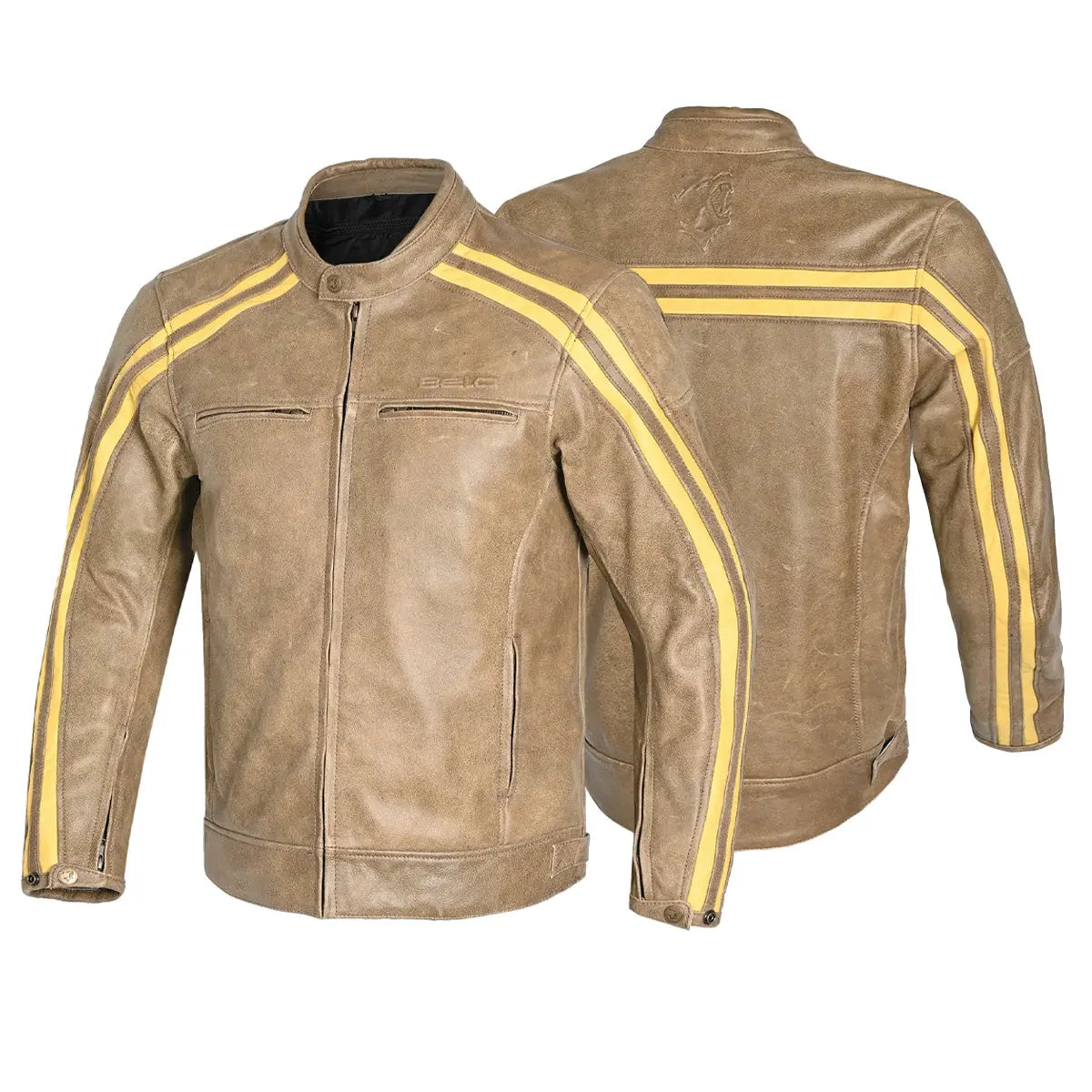 Bela Night Hawk Giacca da moto in pelle marrone beige 