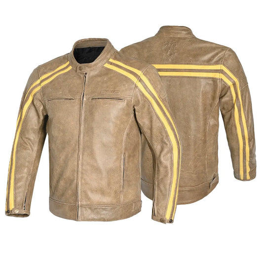Bela Night Hawk Giacca da moto in pelle marrone beige 