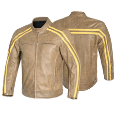 Bela Night Hawk Giacca da moto in pelle marrone beige 