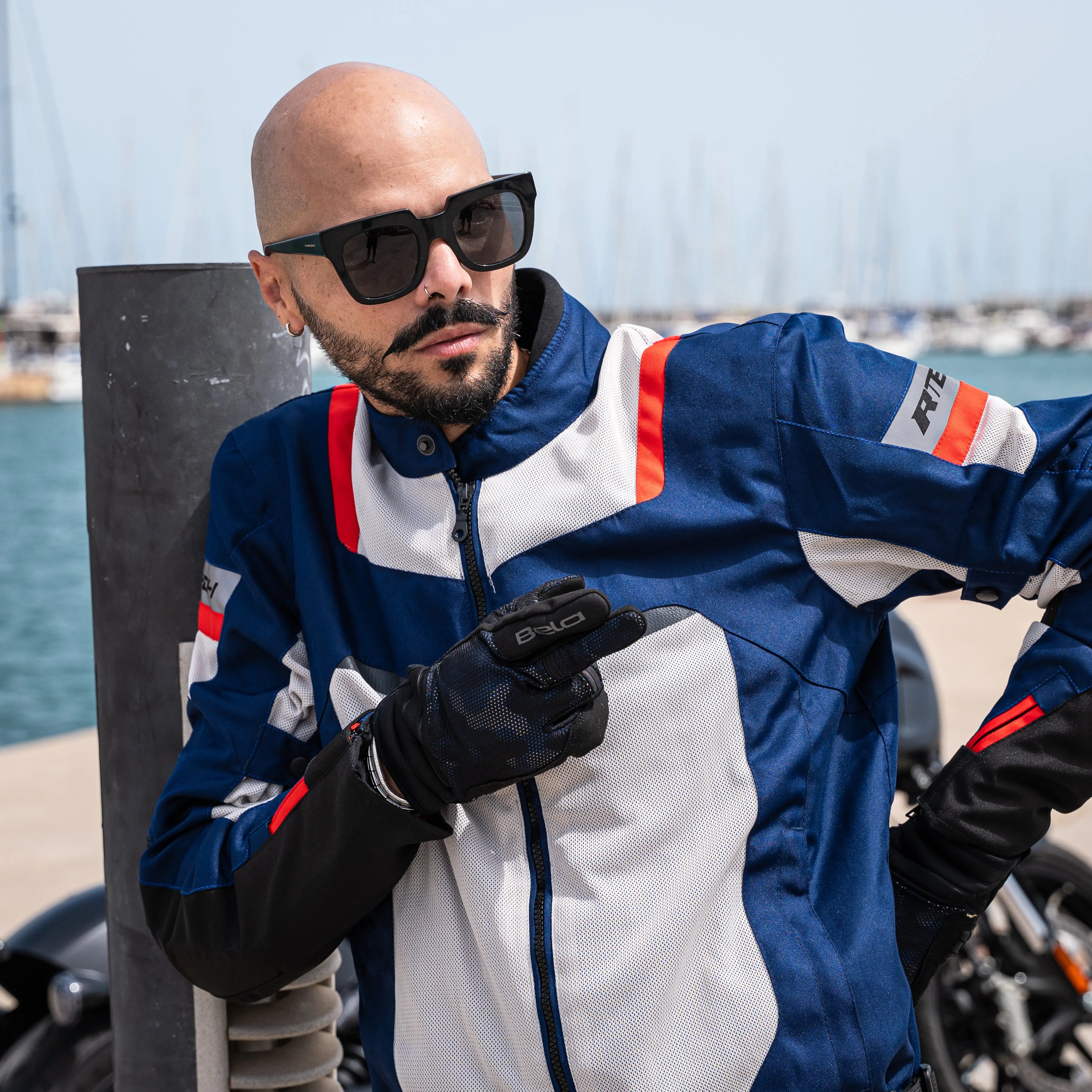 R-TECH - GIACCA IN TESSUTO A RETE SPIRALE BLU/GHIACCIO/ROSSO shoot 1