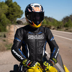 Shua Infinity Nero Blu 1PC Tute da Moto in Pelle Uomo shoot 1