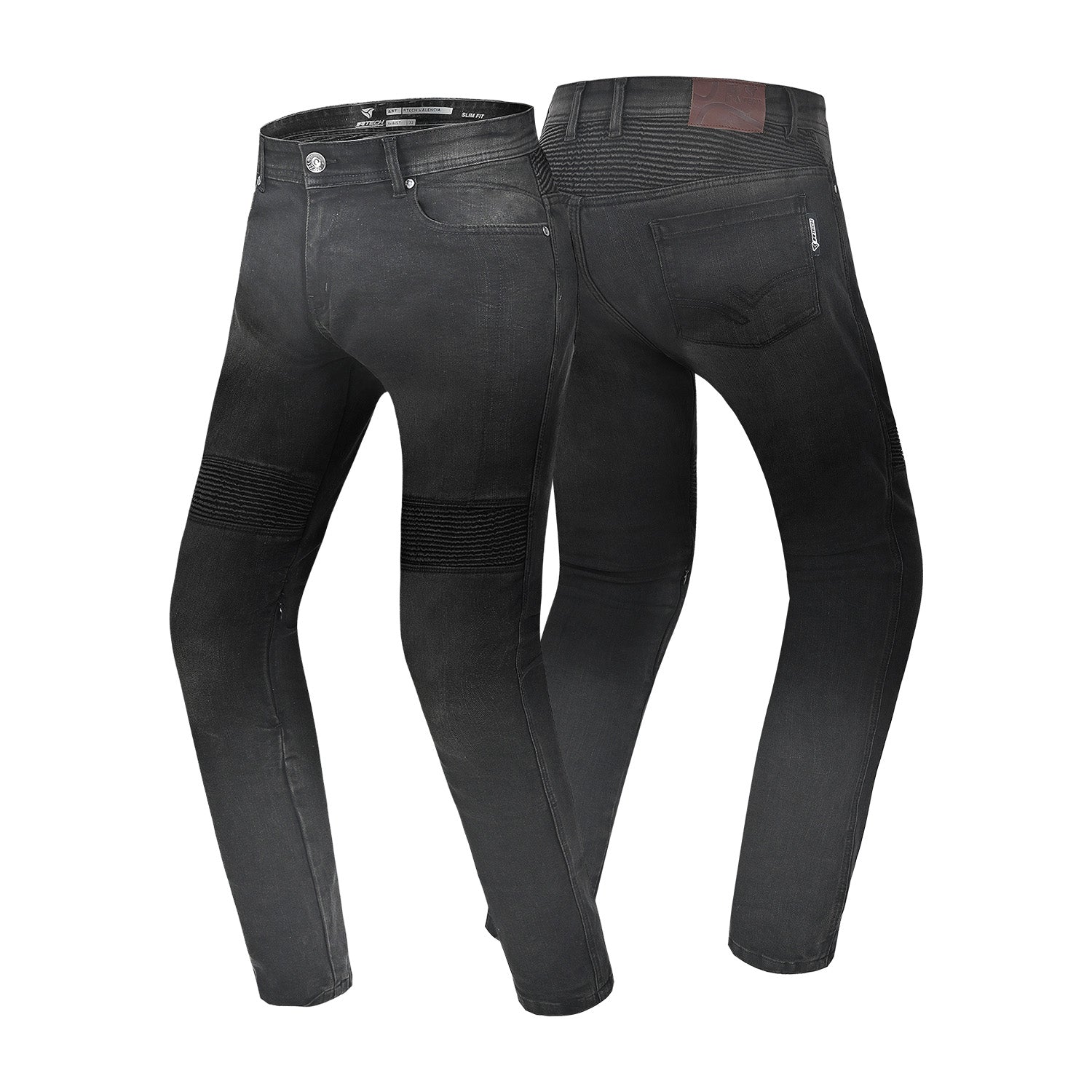 R-TECH VALENCIA PANTALON DE HOMBRE DENIM JEANS 32L NEGRO SPRAY 