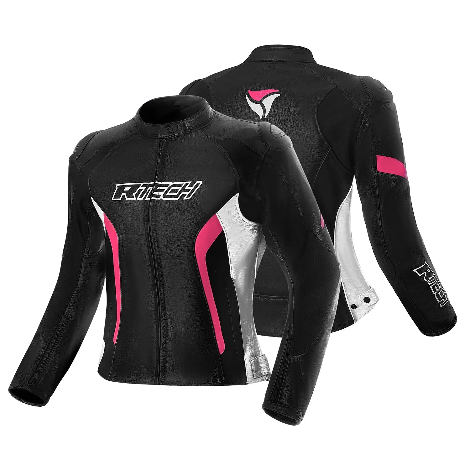 R-TECH TOM RIDER GIACCA DI MOTO DONNA NERO BIANCO FUCSIA 