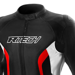 R-TECH TOM RIDER GIACCA DI MOTO IN PELLE DONNA NERO BIANCO ROSSO 