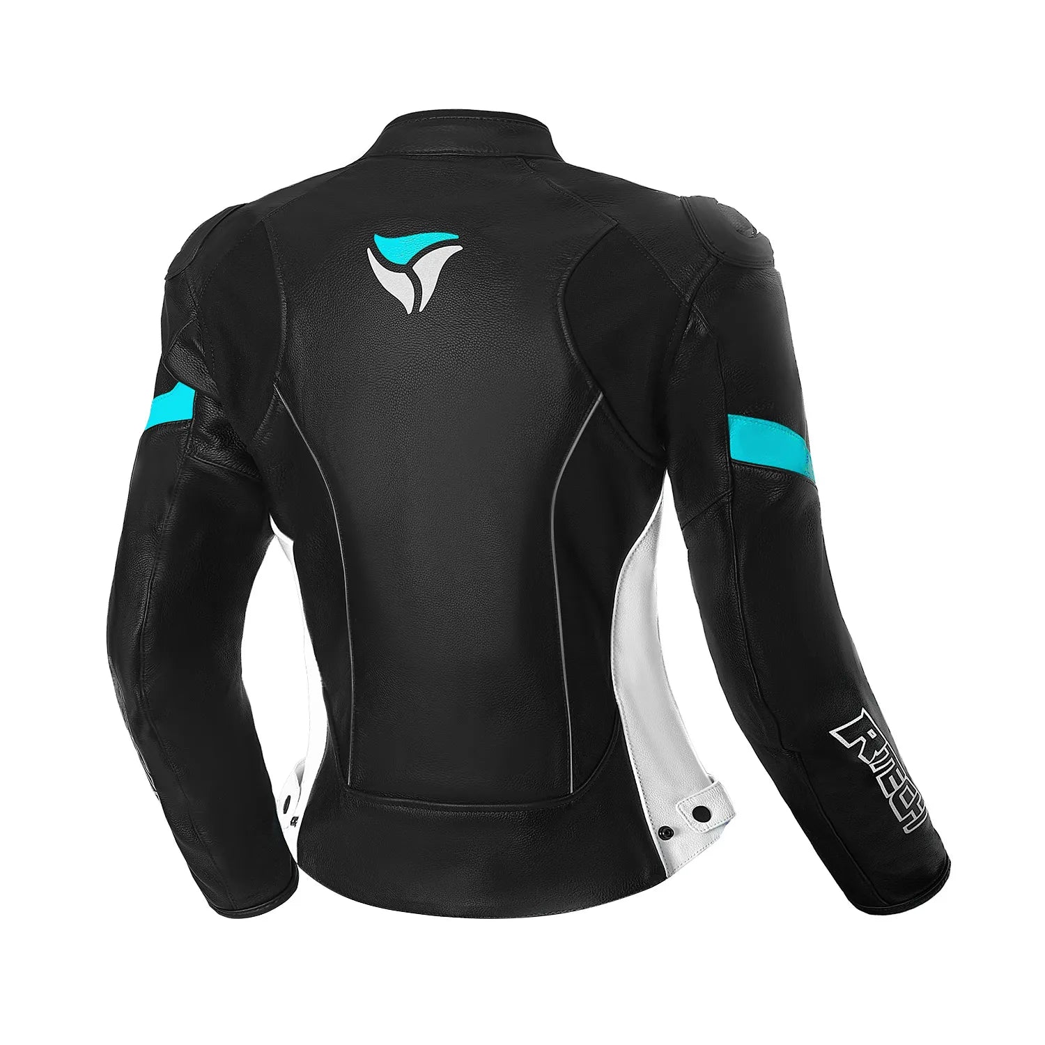 R-TECH TOM RIDER GIACCA DI MOTO IN PELLE DONNA NERO BIANCO TURCHESE 