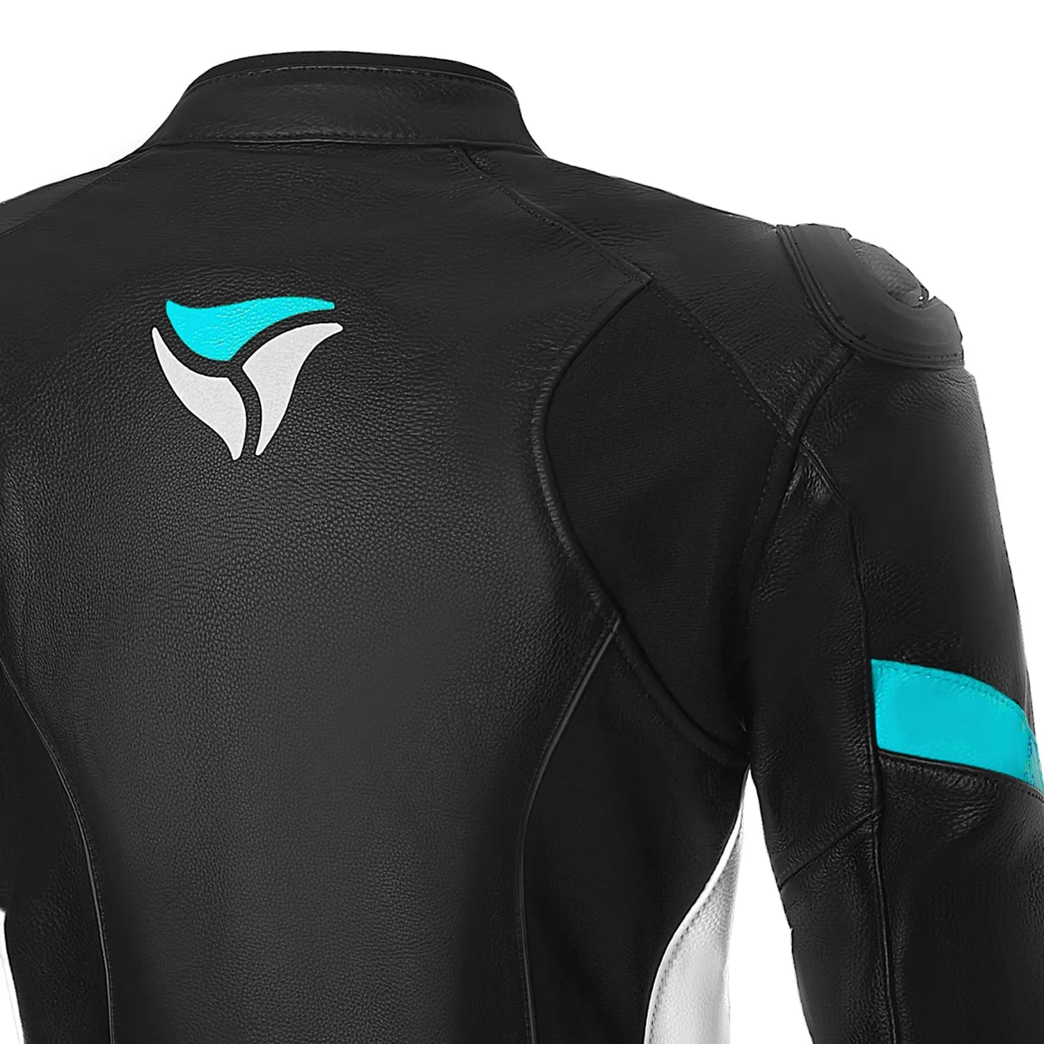 R-TECH TOM RIDER GIACCA DI MOTO IN PELLE DONNA NERO BIANCO TURCHESE 