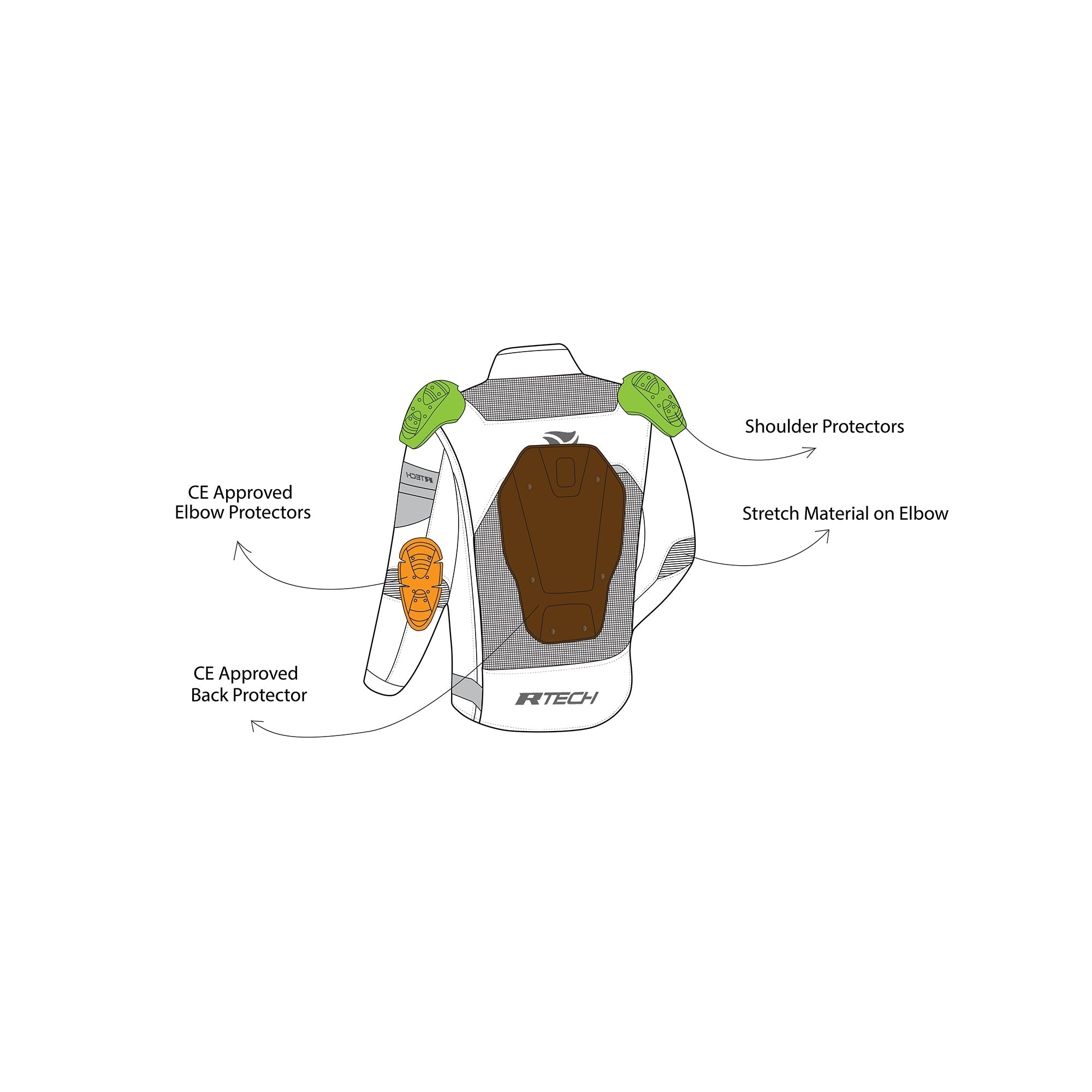 R-TECH SPIRAL MESH GIACCA MOTO ESTIVA TESSUTO UOMO GRIGIO NERO VERDE 