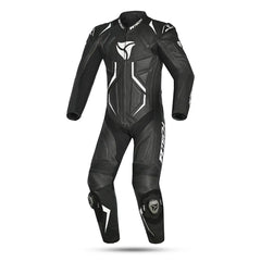 R-Tech Defender GP Tuta Moto In Pelle Racing Intera Nero/Bianco 