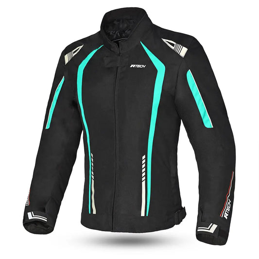 R-Tech Marshal Giacca da donna Moto Nero/Turquesa front