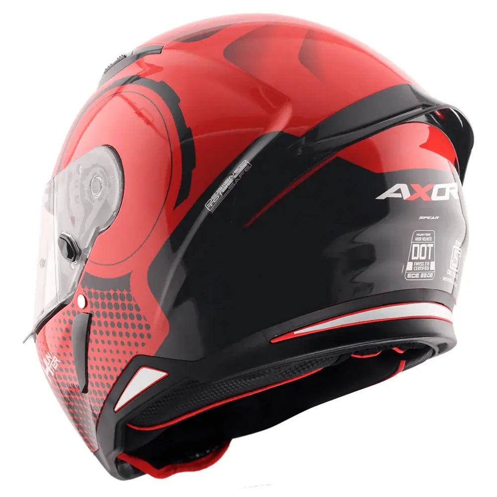 AXOR Helmets HUNTER SPEAR CASCHI INTEGRALE NERO ROSSO 