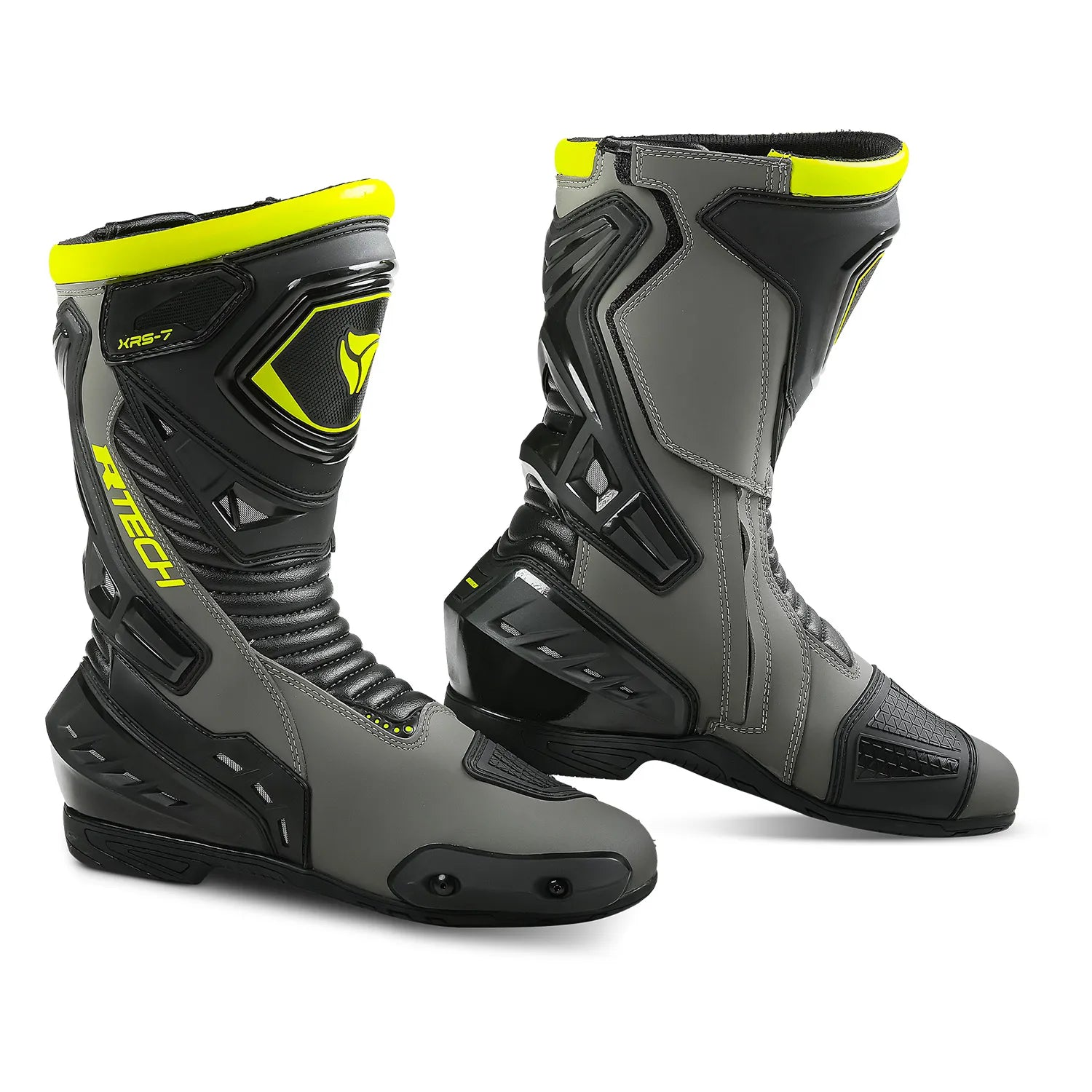 R-TECH TORNADO 2.0 STIVALI DI MOTO CORSA  NERO GRIGIO GIALLO FLUO 