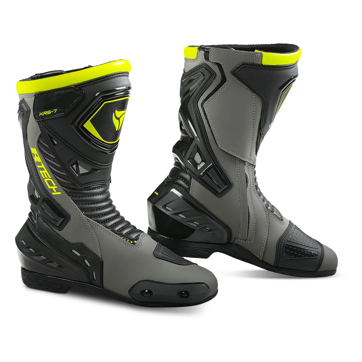 R-TECH TORNADO 2.0 STIVALI DI MOTO CORSA  NERO GRIGIO GIALLO FLUO 