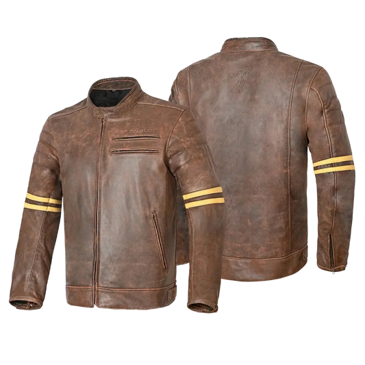 Bela Royal Rider Giacca in pelle vintage marrone/beige 