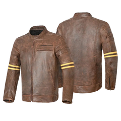 Bela Royal Rider Giacca in pelle vintage marrone/beige 