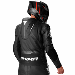 SHIMA MISSION ST G2 CHAQUETA DE PIEL MOTO NEGRO BLANCO 