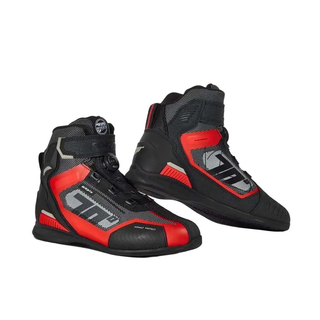 Seventy Degrees SD-BR3 Veloce Pro Stivali Da Moto Turismo Nero Rosso 