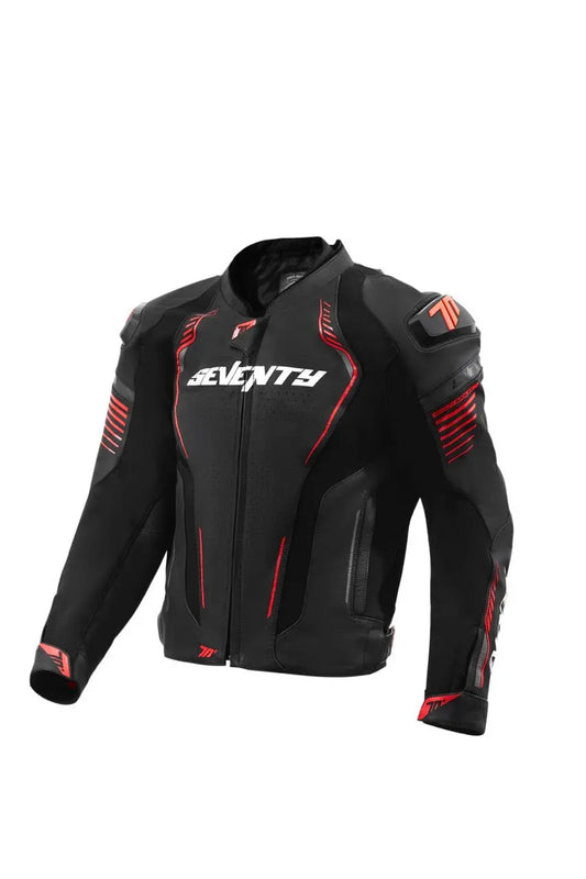 SEVENTY SD-JL24 SPOILER Moto Pelle Uomo Giacca Nera Rossa