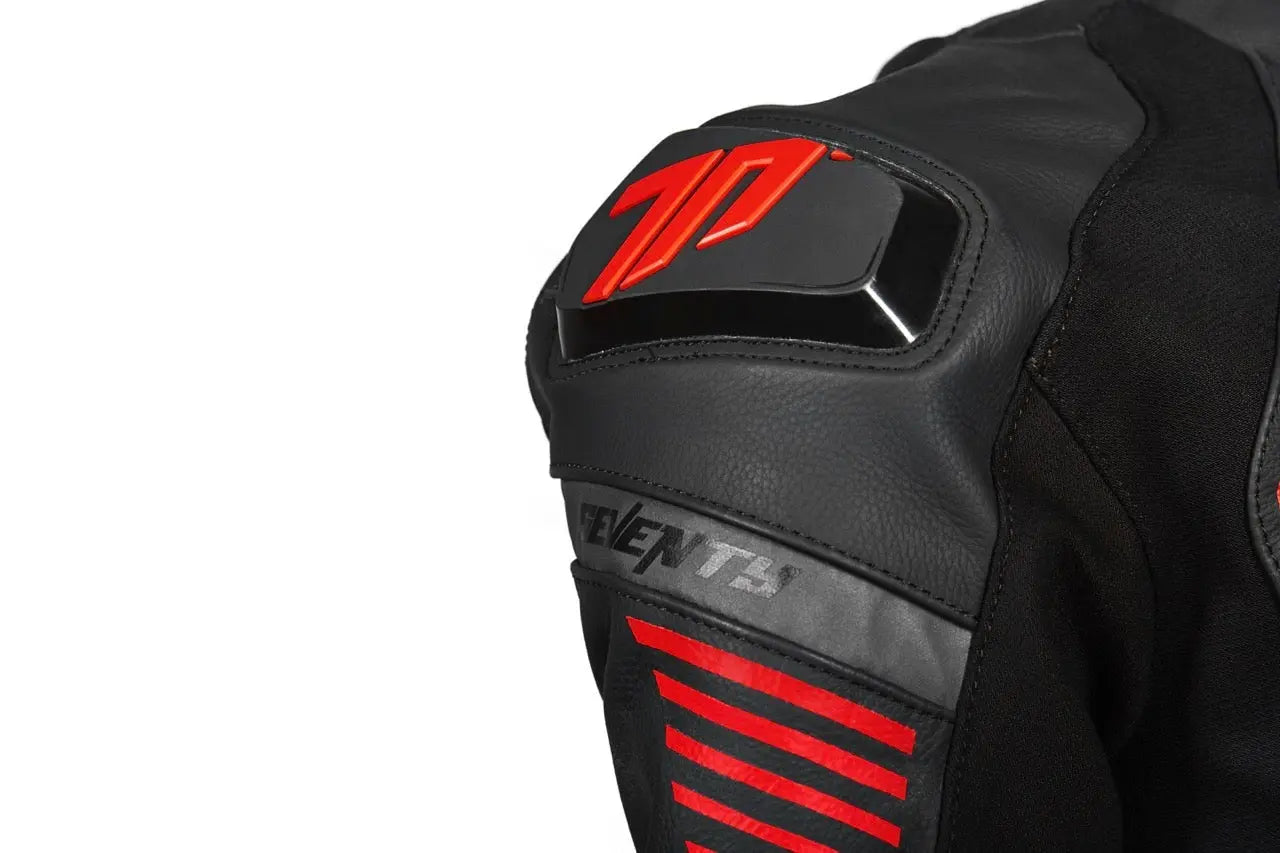 SEVENTY SD-JL24 SPOILER Moto Pelle Uomo Giacca Nera Rossa