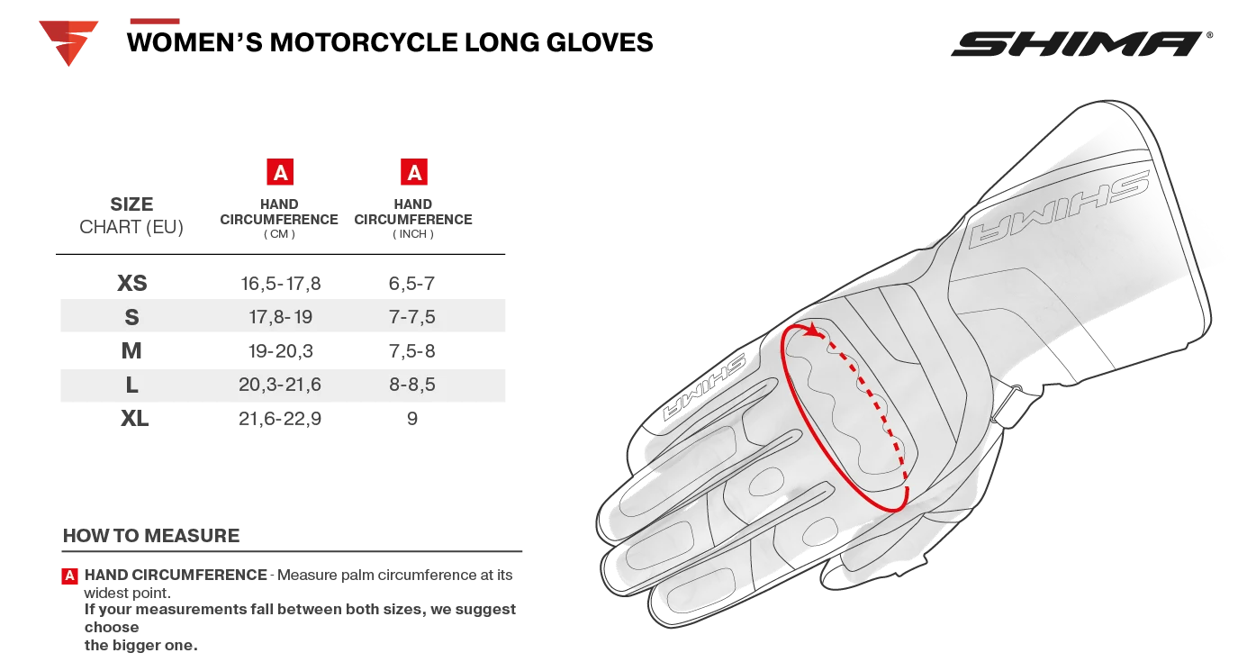 SHIMA STX 2.0 GUANTES LARGOS DE MOTO MUJER NEGRO 
