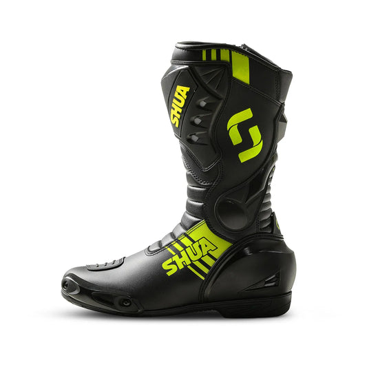 Shua Super Tech Track Racing Motorcycle Boots Black Yellow  – Yamoto.it