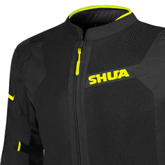 SHUA GRAVITY MESH 2.0 CHAQUETA DE MOTO HOMBRE NEGRO AMARILLO FLOU 