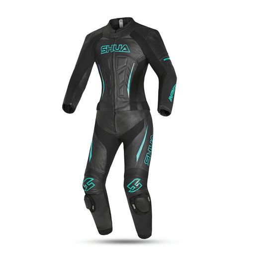 Shua Infinity Tuta Moto donna 2 pezzi Nero/terquise 