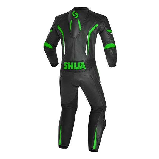 Traje de motociclista de cuero para hombre Shua Infinity, color negro y verde, 1 pieza – Yamoto.it