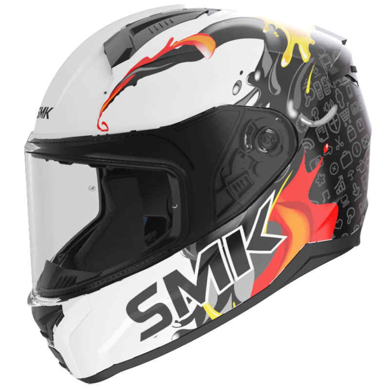 SMK Caschi de Moto Bionic Youth Splash bambini Nero Gaillo 