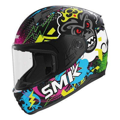 SMK Caschi de Moto Bionic Youth bambini MA264 NEGRO MATE MULTICOLOR 