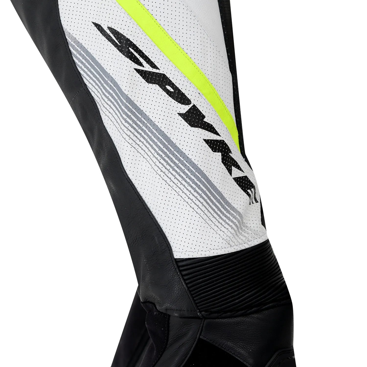 SPYKE ESTORIL 1PC TUTA DI MOTO NERO BIANCO GIALLO FLUO 