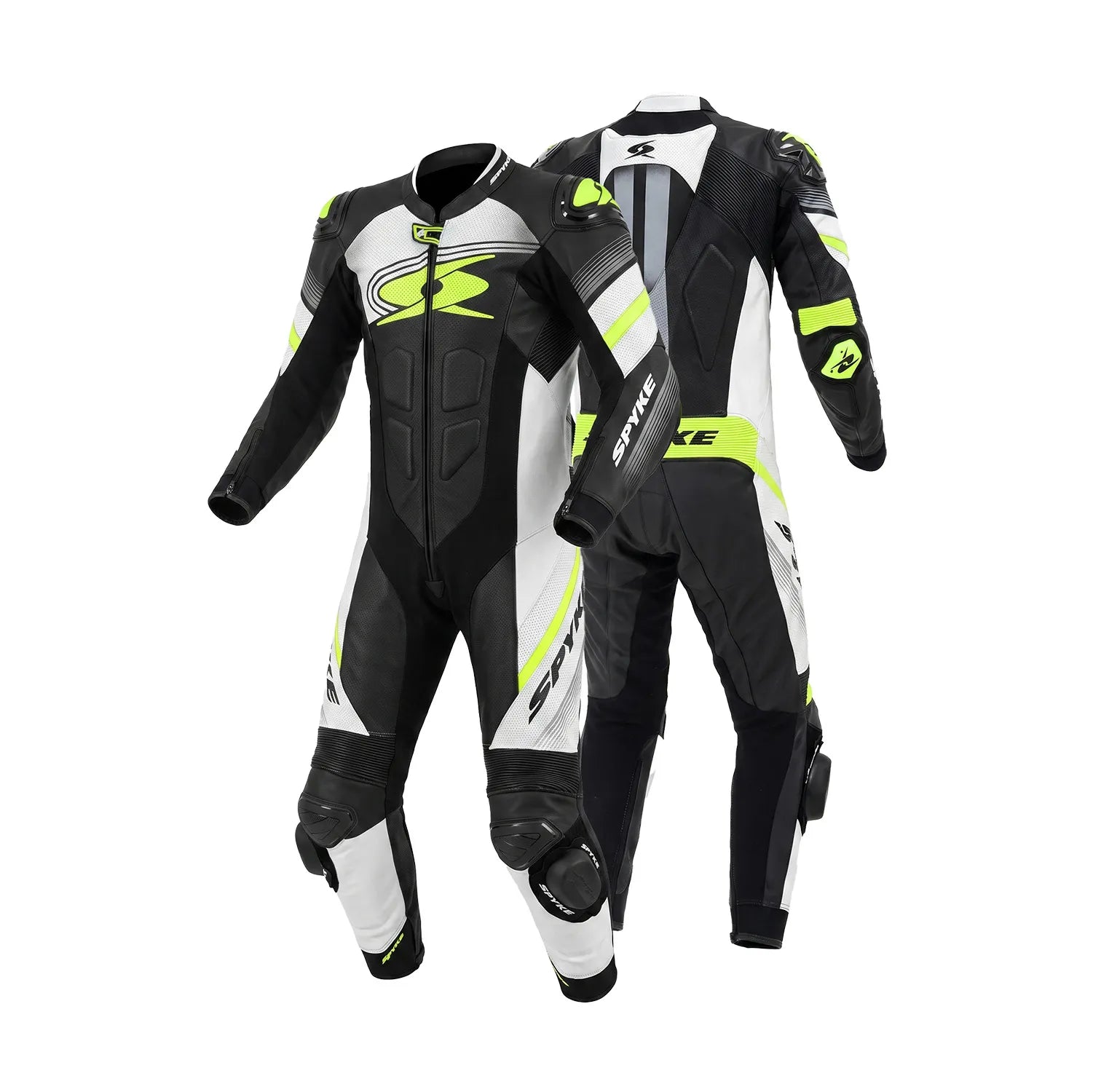 SPYKE ESTORIL 1PC TUTA DI MOTO NERO BIANCO GIALLO FLUO 