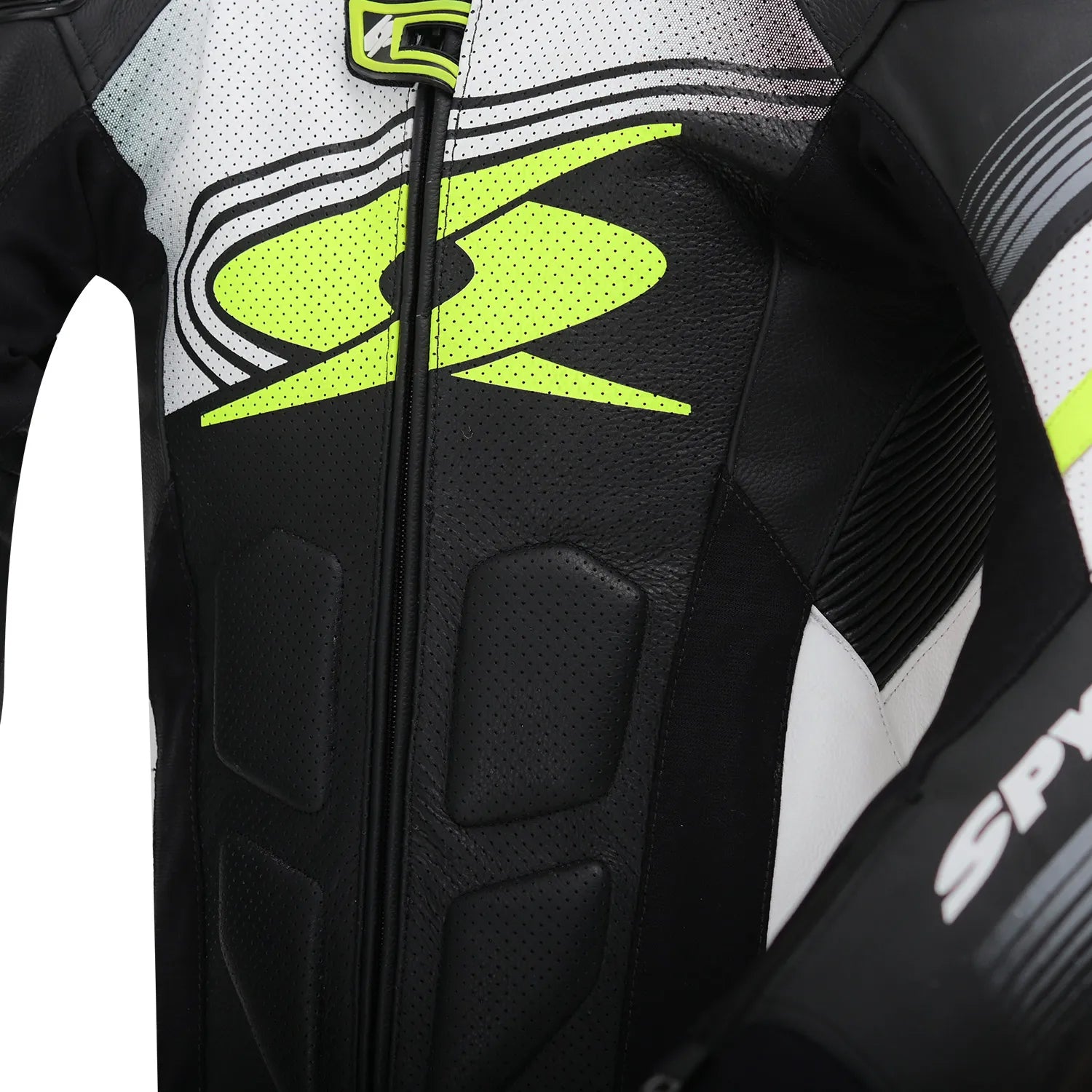 SPYKE ESTORIL 1PC TUTA DI MOTO NERO BIANCO GIALLO FLUO 