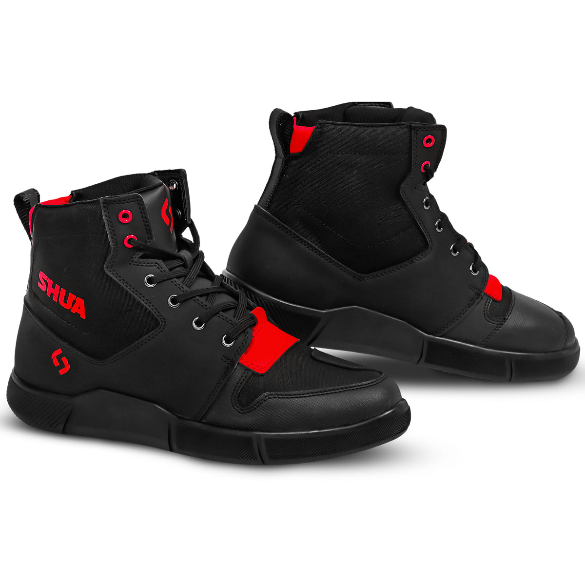 SHUA ODDIN STIVALI URBANI MOTO UOMO NERO ROSSO 