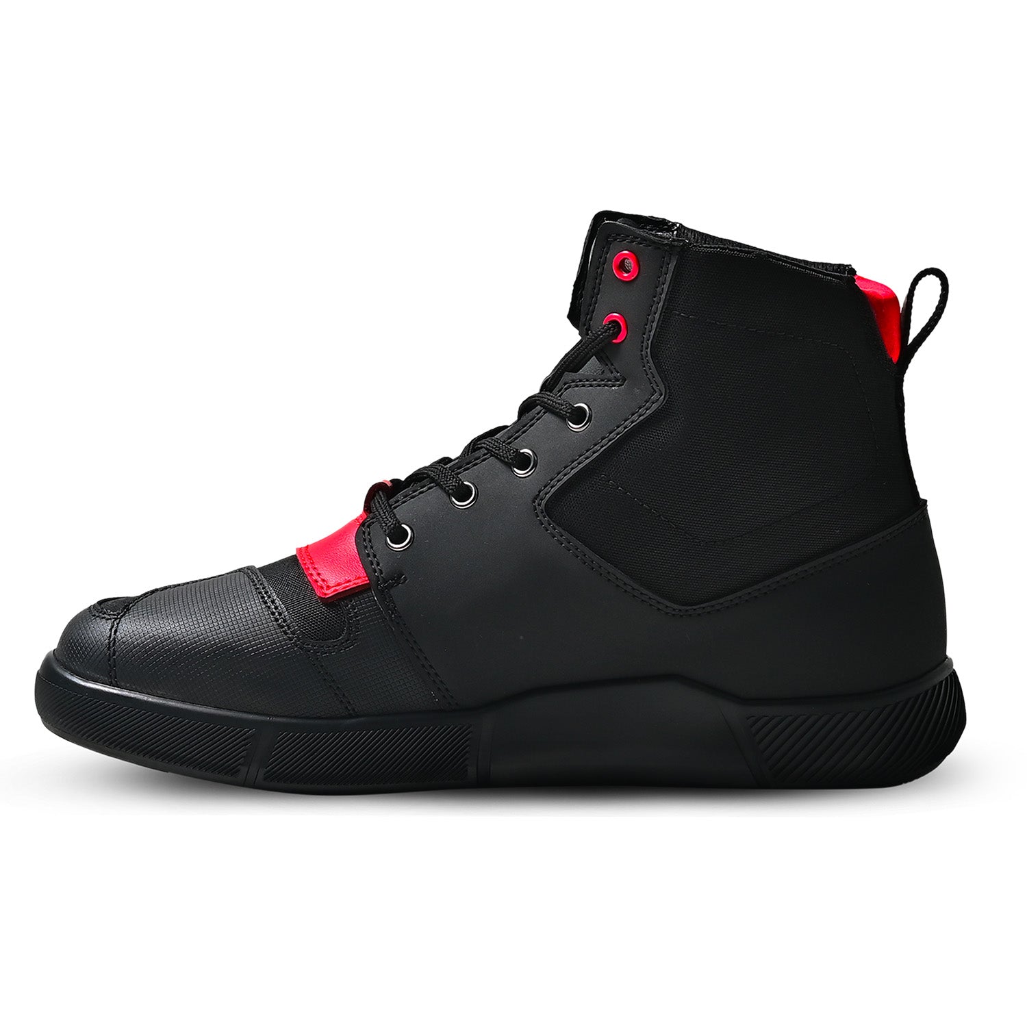 SHUA ODDIN STIVALI URBANI MOTO UOMO NERO ROSSO 