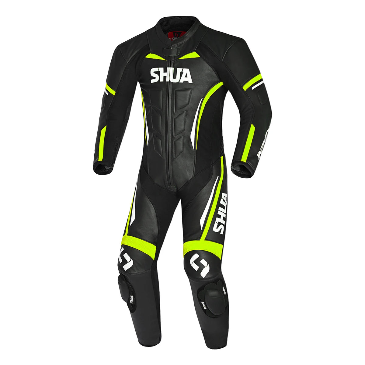 SHUA INFINTY 1 PC TUTA DI MOTO UOMO NERO GIALLO FLUO 