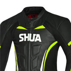 SHUA INFINTY 1 PC TUTA DI MOTO UOMO NERO GIALLO FLUO 