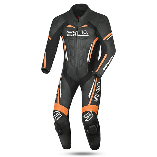 Shua Infinity Nero Arancia 1PC Tute da Moto in Pelle Uomo front