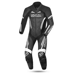 Shua Infinity Nero Bianco 1PC Tute da Moto in Pelle Uomo front