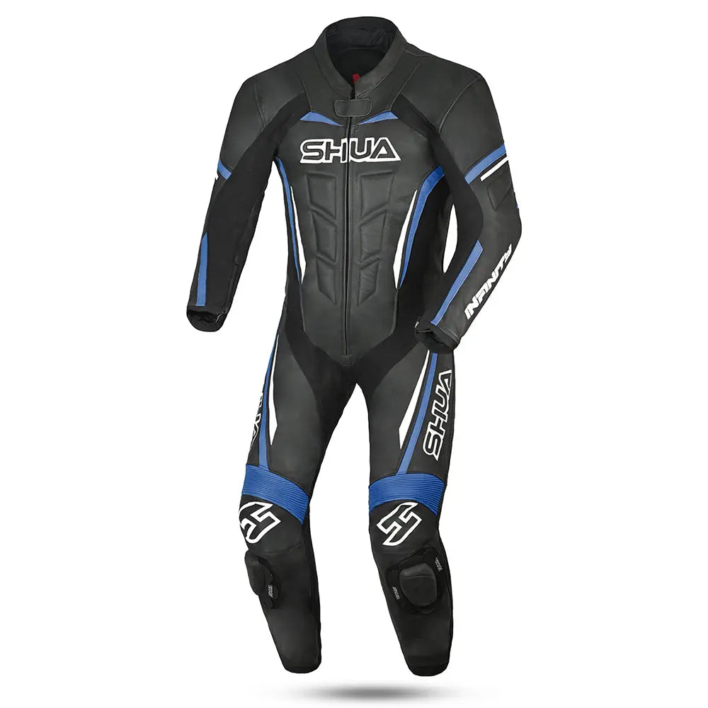 Shua Infinity Nero Blu 1PC Tute da Moto in Pelle Uomo front