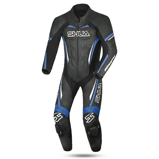 Shua Infinity Nero Blu 1PC Tute da Moto in Pelle Uomo front