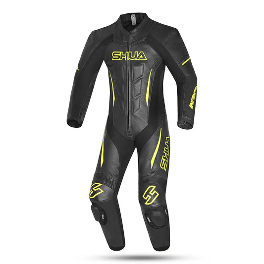 Shua Infinity Nero Giallo/Flu 1PC Tute da Moto in Pelle Uomo front