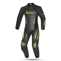 Shua Infinity Nero Giallo/Flu 1PC Tute da Moto in Pelle Uomo front
