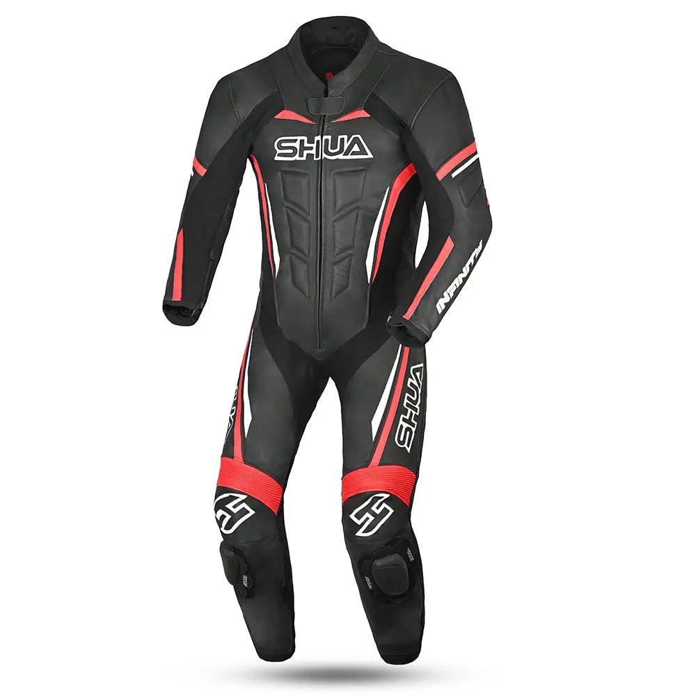 Shua Infinity Nero Rosso1PC Tute da Moto in Pelle Uomo front