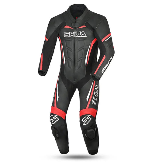 Shua Infinity Nero Rosso1PC Tute da Moto in Pelle Uomo front