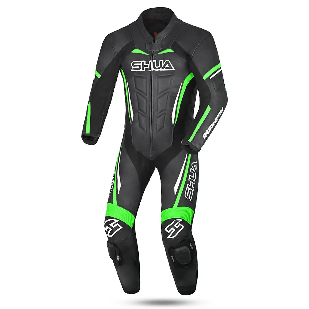Shua Infinity Nero Verde 1PC Tute da Moto in Pelle Uomo 
