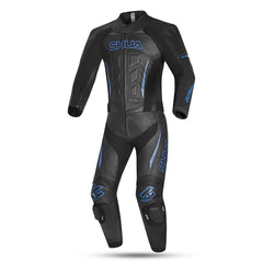 Shua Infinity Tuta Moto 2 pezzi Nero/Blu front 