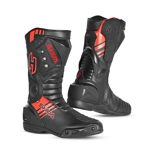 Shua Super Tech Stivale da moto da corsa /Pista- Nero/Rosso 