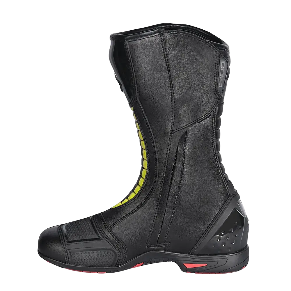 Bela Strip stivali da moto sportivo Nero/Giallo Flu 